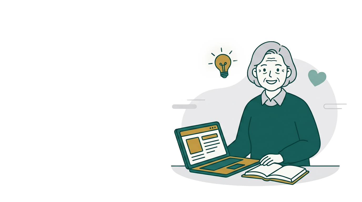 평생학습과 디지털 교육을 상징하는 일러스트